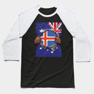 Iceland Flag Australian Flag Ripped Open - Gift for Icelandic From Iceland Baseball T-Shirt